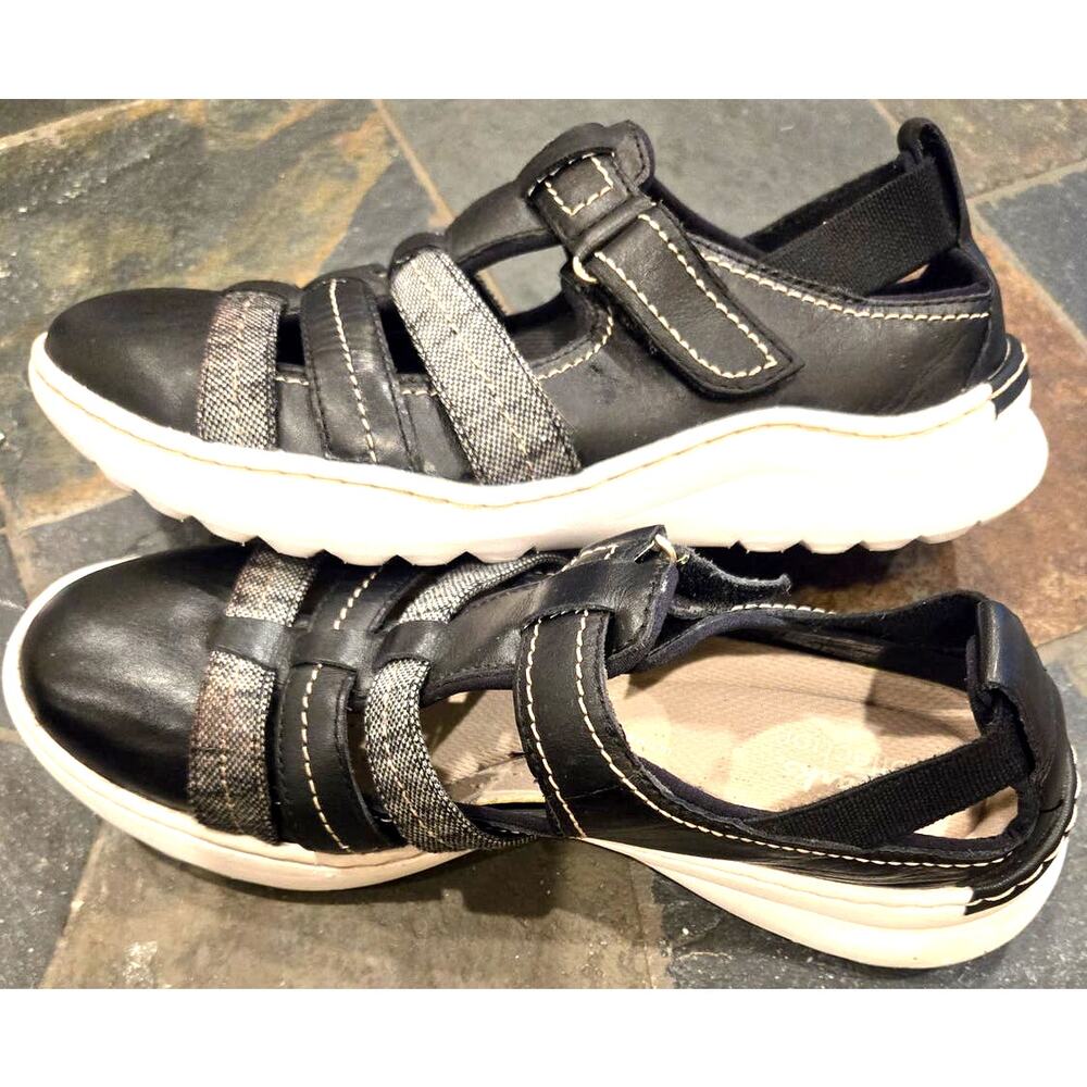 Clarks Black and White Casual Strappy Sneakers